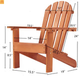Chair Adirondack Red Hemlock Wood Outdoor 19.5 Inch Length 80 lb Capacity