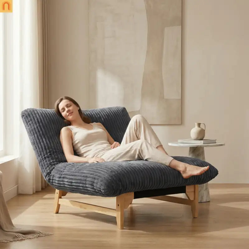 Chair Bean Bag Corduroy Dark Gray Backrest 39in Cotton Fill