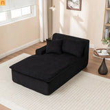 Chaise Lounge Corduroy Black 67in No Assembly All-Foam