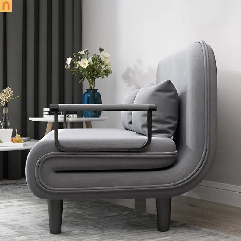 Chair Folding Convertible Gray Linen 2-in-1 Sofa Bed Compact