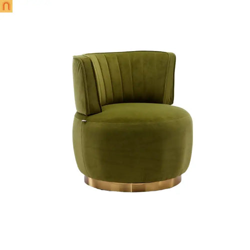 Accent Chair Barrel Swivel Velvet Olive Green 360 Degree 300 lb 25in