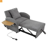 Chair 3-in-1 Convertible Linen Gray Adjustable USB Foldable