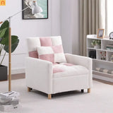 Convertible 3-in-1 Teddy Fabric Chair Pink 330 lb