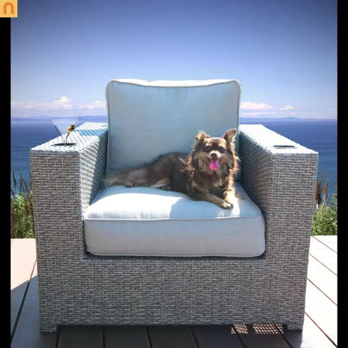 Outdoor Chair Wicker Aluminum Gray Adjustable Recliner 33 In