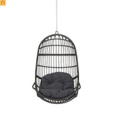 Outdoor Hanging Basket Chair Wicker Gray 44.5in No Stand