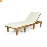 Chaise Lounge Acacia Teak Wood 78.75" Cushion