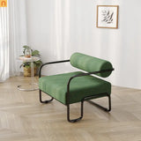 Accent Chair Curved Corduroy Dark Green Armless Compact