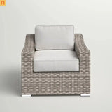 Outdoor Armchair Wicker Aluminum Gray Mix Cushion UV Resistant 33x26in