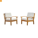 Outdoor Club Chair Acacia Wood Teak Deep Seat 28L x 32.25W in