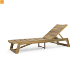 Chaise Lounge Acacia Wood Teak Adjustable 4-Position 78.75in