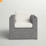 Outdoor Club Chair HDPE Wicker Gray Olefin Cushion 300 lb No Assembly