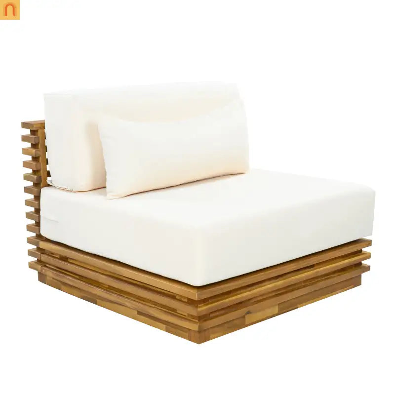 Outdoor Club Chair Acacia Wood Natural Beige Cushion Oversized
