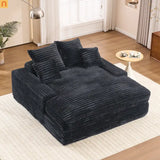 Chaise Lounge Corduroy Gray Queen Sleeper 4 Pillows 500 lb