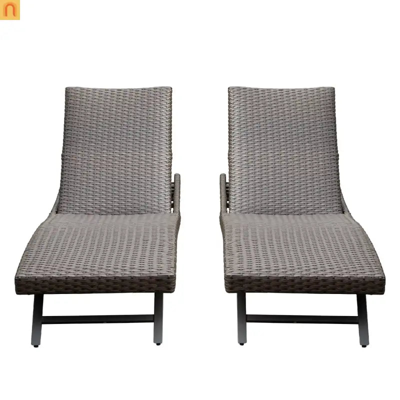 Chaise Lounge Aluminum Wicker Brown 2 Piece Adjustable