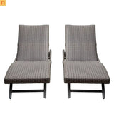 Chaise Lounge Aluminum Wicker Brown 2 Piece Adjustable