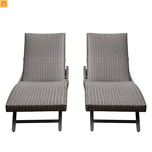 Chaise Lounge Aluminum Wicker Brown 2 Piece Adjustable