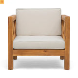 Outdoor Club Chair Acacia Wood Mid-Century Teak Cushion 30x30in