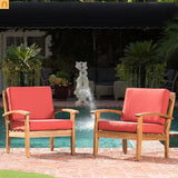 Outdoor Club Chair Acacia Wood Teak Deep Seat Water Resistant Cushion