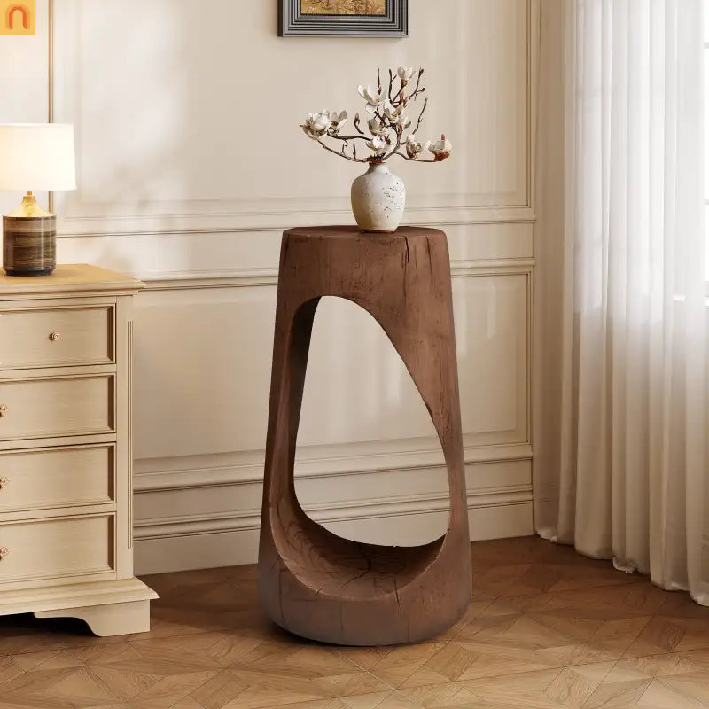 Outdoor End Table MGO Antique Brown Hollow Wood Grain 14.96x26.57in