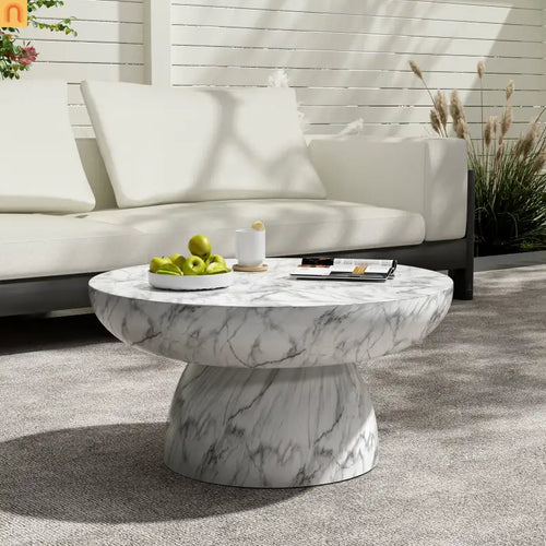 Outdoor Coffee Table Square MGO Faux Marble 27.5in