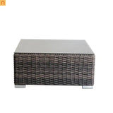 Outdoor Coffee Table Square Wicker Brown Tempered Glass Top 28x28in