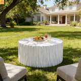 Outdoor Round Coffee Table 26.8" White Wavy