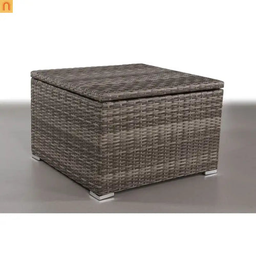 Outdoor Storage Side Table Wicker Gray 33x33x22 In Scratch Free