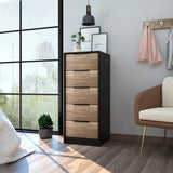 Kaia 5 Drawer Vertical Dresser Black Pine