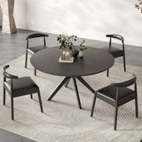 47.2" Round Dining Table Seats 4-6 Solid Wood Pedestal
