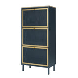 3 Metal Door Shoe Rack, Freestanding Modern Shoe Storage Cabinet, Metal rattan