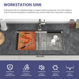 Double Bowl (50/50) Undermount Kitchen Sink- 33"x19"x10" Stainless Steel