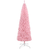 HOMCOM 8' Tall Unlit Slim Douglas Fir Artificial Christmas Tree with 1168 Realis