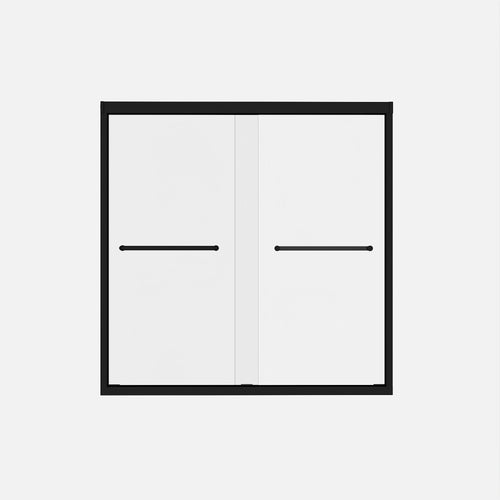 Matte Black Aluminum Sliding Shower Door 56-60"W x 60"H