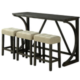 Brown Dining Table Set with USB Charging and Biscuit Stools