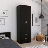 Lisboa Double Door Armoire with Drawers and Metal Handles