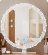Crystal Edge LED Makeup Mirror with 3-Color Dimmable Lighting