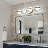 LED Vanity Light - 4-Light - Crystal Sand Acrylic - Gold - 28"