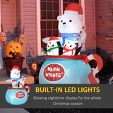 Outsunny 5ft Christmas Inflatables Outdoor Decorations Blessed Polar Bear and Pe