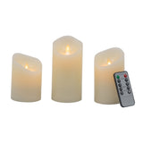 Flickering LED Candles with Remote Timer, Set of 3
