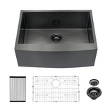 Gunmetal Black 27" Stainless Steel Apron Front Farmhouse Sink