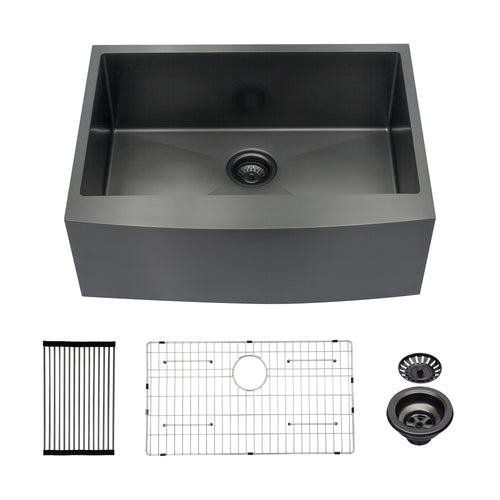 Gunmetal Black 27" Stainless Steel Apron Front Farmhouse Sink