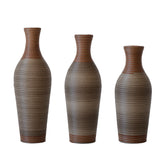 Hand-Woven PVC Rattan Vases, Set of 3 Brown Decorative Floor Vases