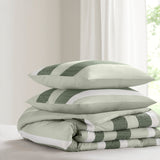 Comforter Set 3-Piece - Striped Textured Print, Sage, King/Cal King