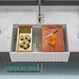 33 x 20 x 10 inch White Farmhouse Sink Workstation