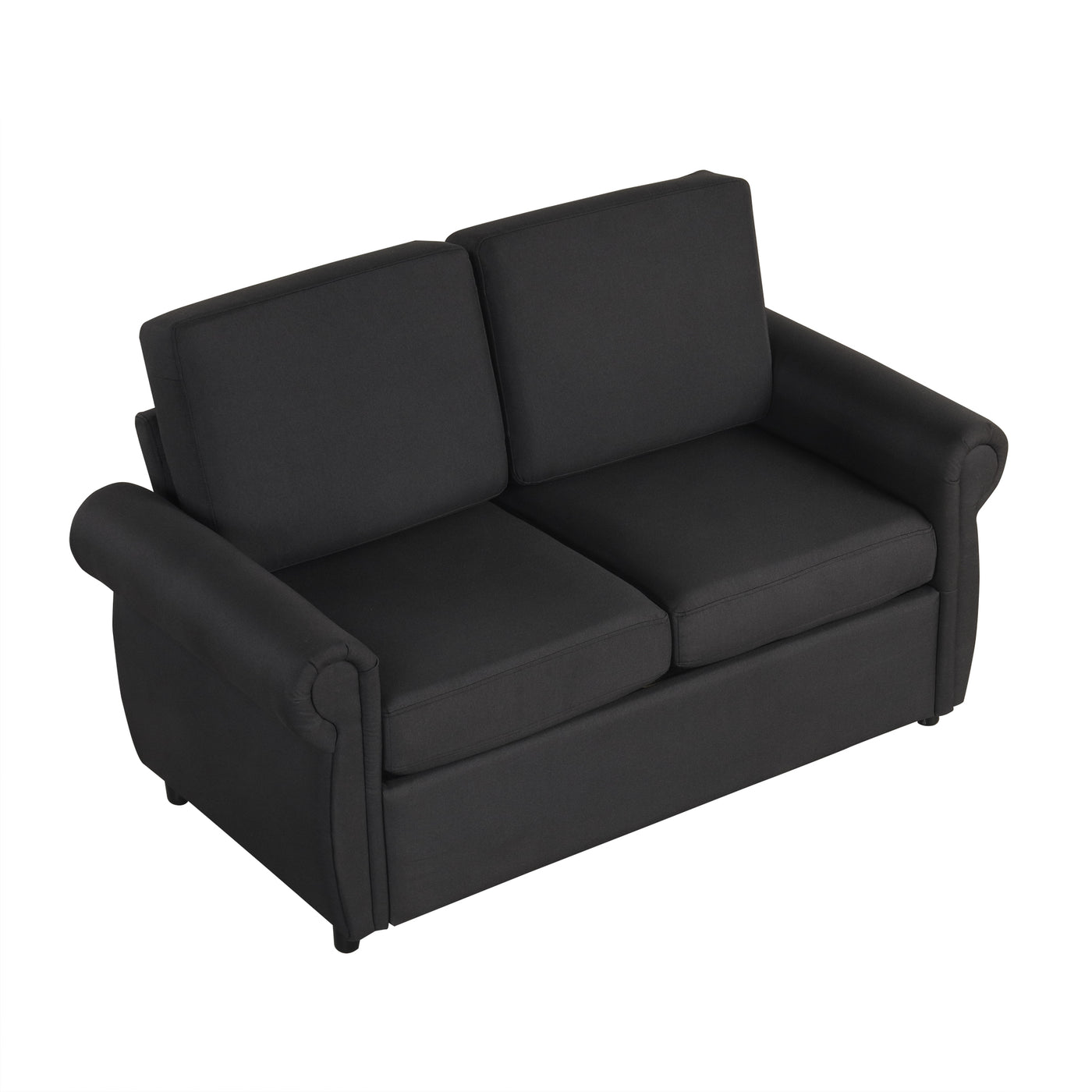 Orisfur Pull Out Sofa Bed Loveseat Sleeper with Twin Size Memory Foam Mattress & USB Ports, Black Linen
