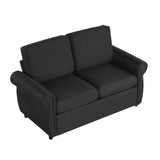 Orisfur Pull Out Sofa Bed Loveseat Sleeper with Twin Size Memory Foam Mattress & USB Ports, Black Linen
