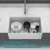 30" White Farmhouse Sink - 30 x 18 x 10 inch Kitchen Sink Apron-front White