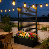Metal Planter Box with Trellis 70.9in H x 43.3in W x 15.8in D - Outdoor Raised G