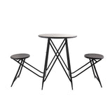 Black Stowable Side Table with Two Seats 60.83x24x32.3