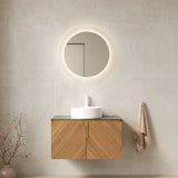 30' Bathroom Vanity with Sink, Wall-Mounted Plywood Cabinet Black Sintered Stone Top